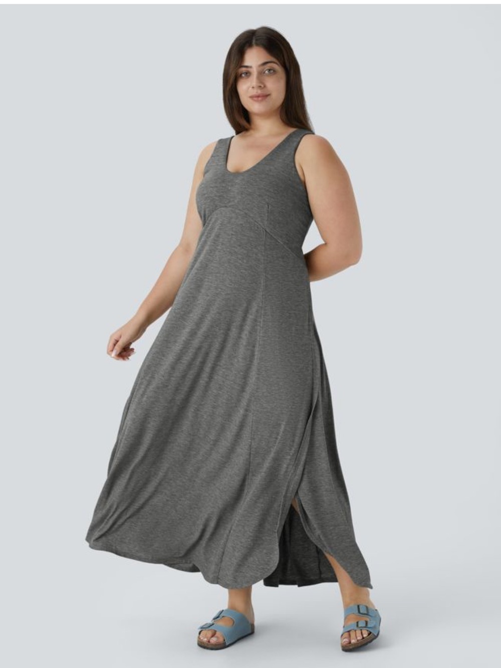 HALARA Sleeveless Maxi Dress in Dark Gray